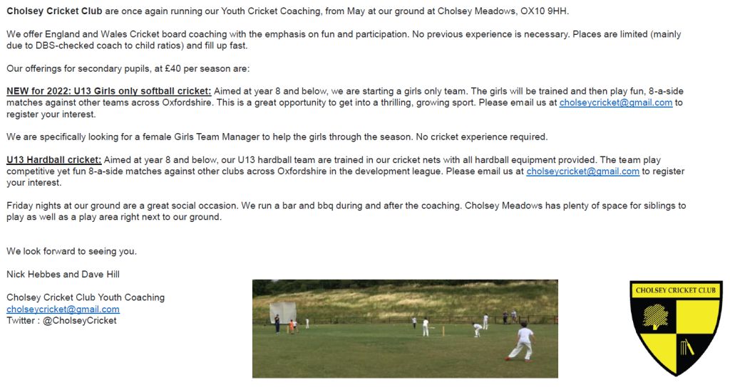 cholsey cricket club