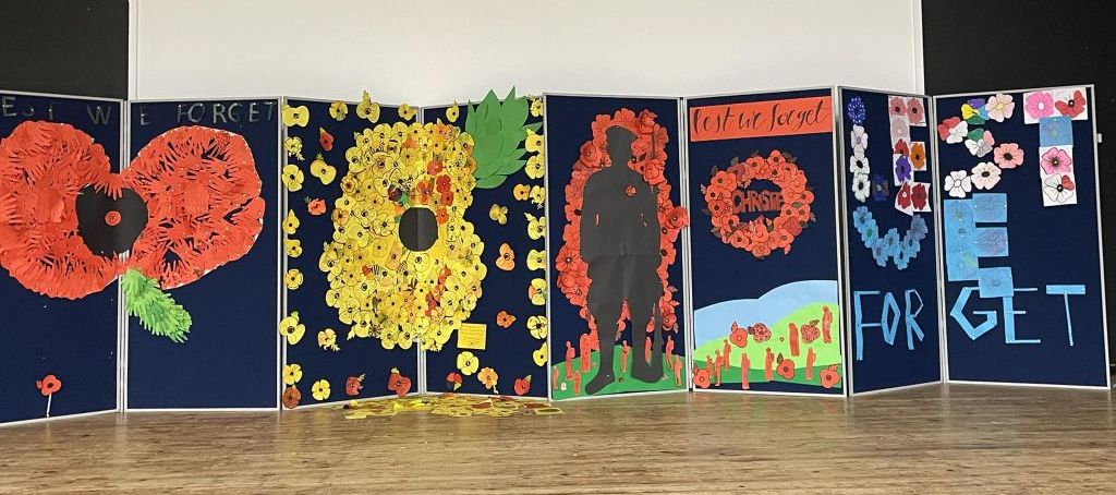 Display created by students for Remembrance Day 2022