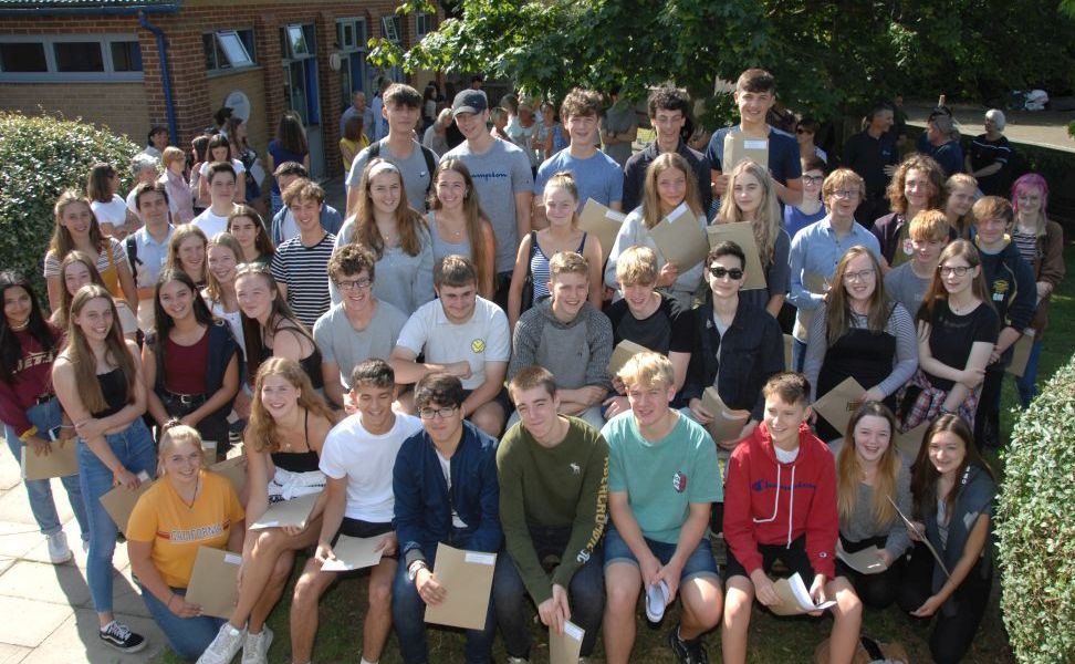 Students gathered with their results