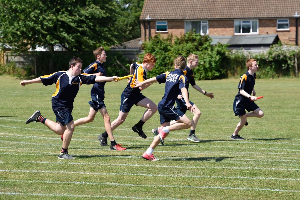 Students in a relay race