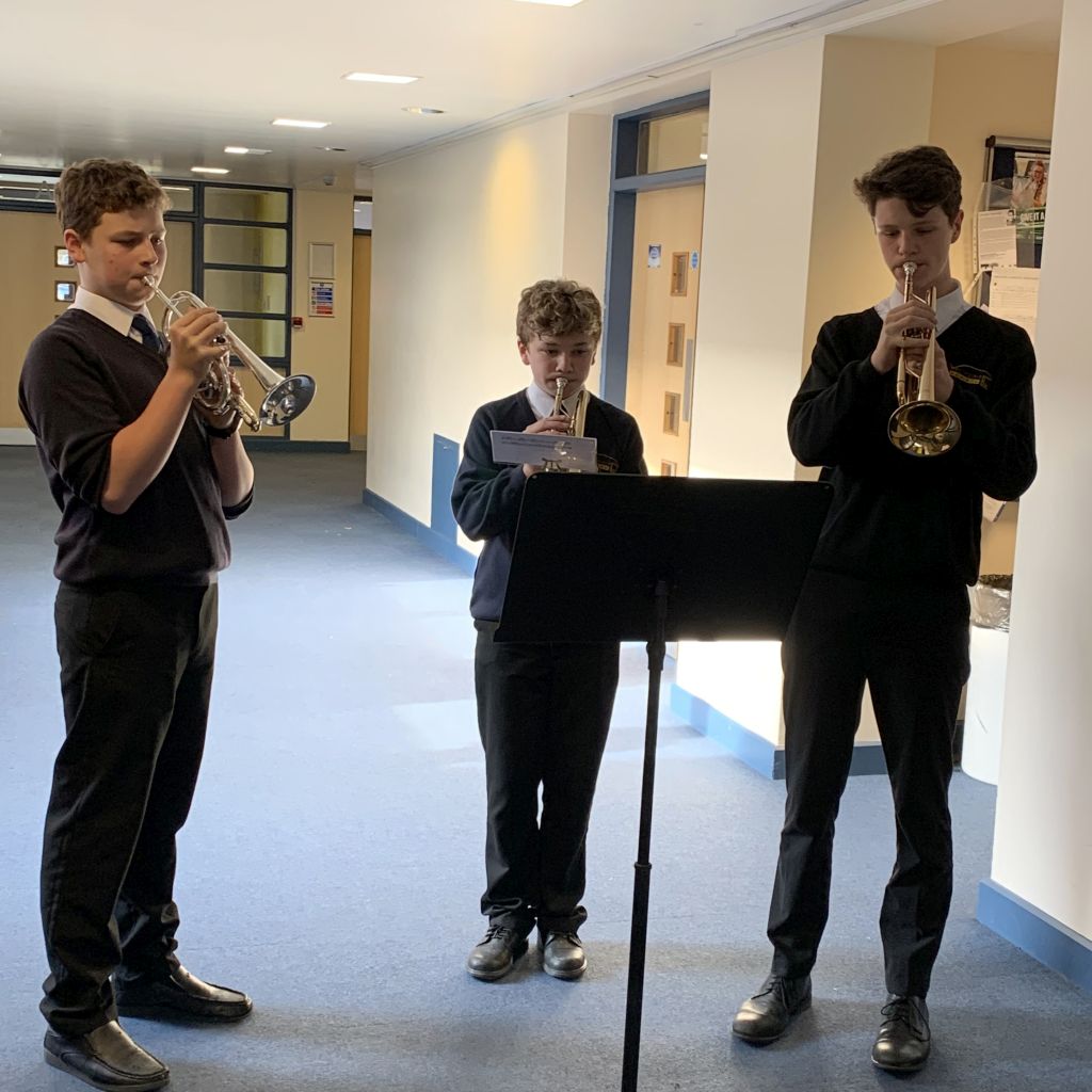 Students in the music/maths corridor