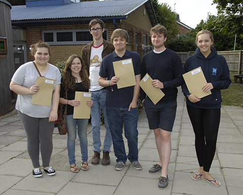 Students with their exam result envelopes