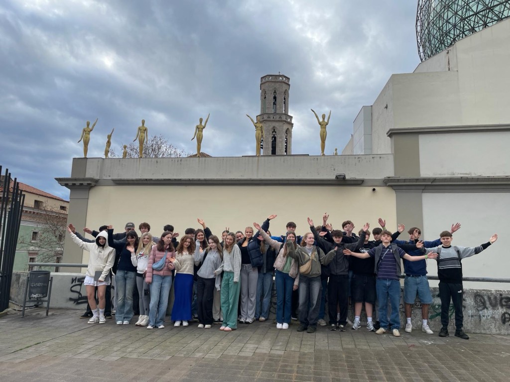 Student group outside gallery, Barcelona