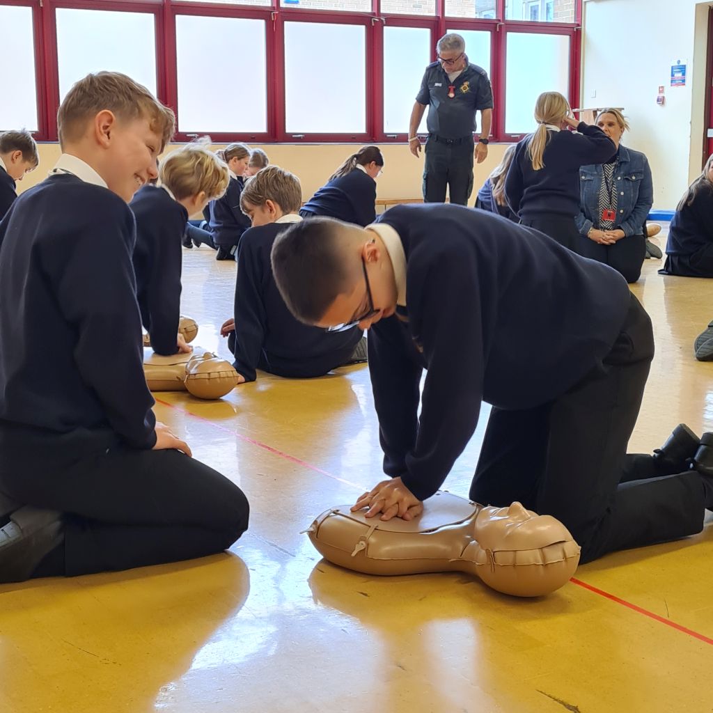 Year 7 practising CPR