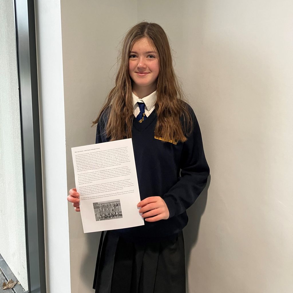 Isabel with her winning essay