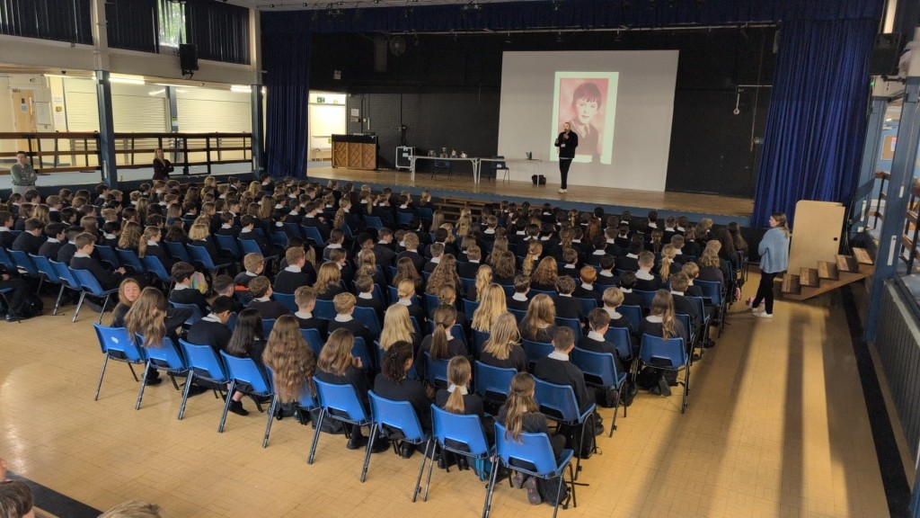 Brian Dungan addressing Year 7 students in the Main Hall