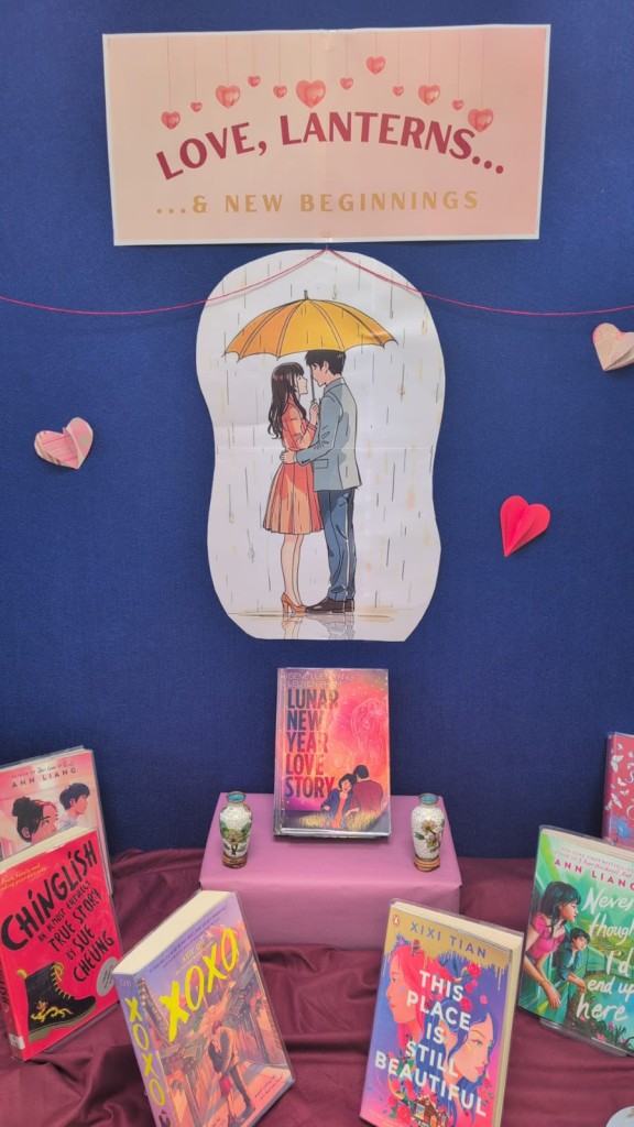 library display for Valentine's