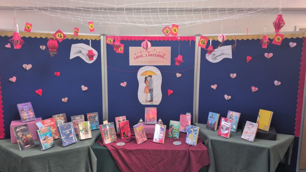 library display for Valentine's