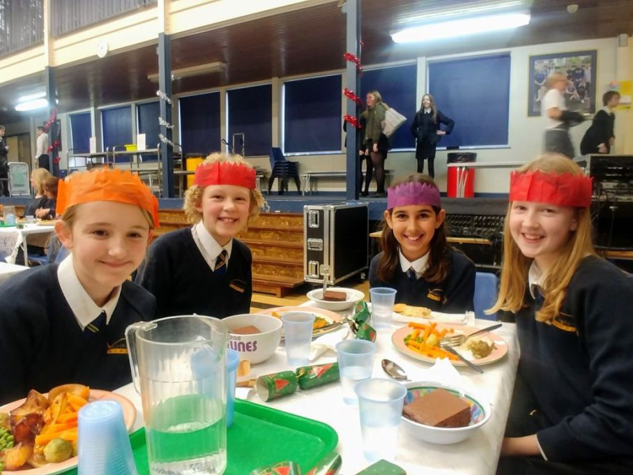Students enjoying Christmas Dinner