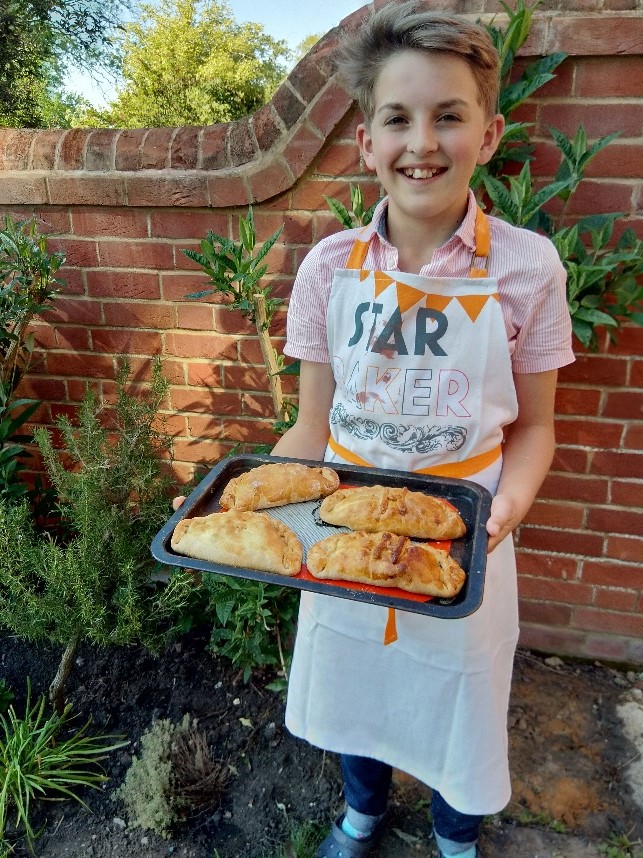 Wilfrid holding Cornish Pasties