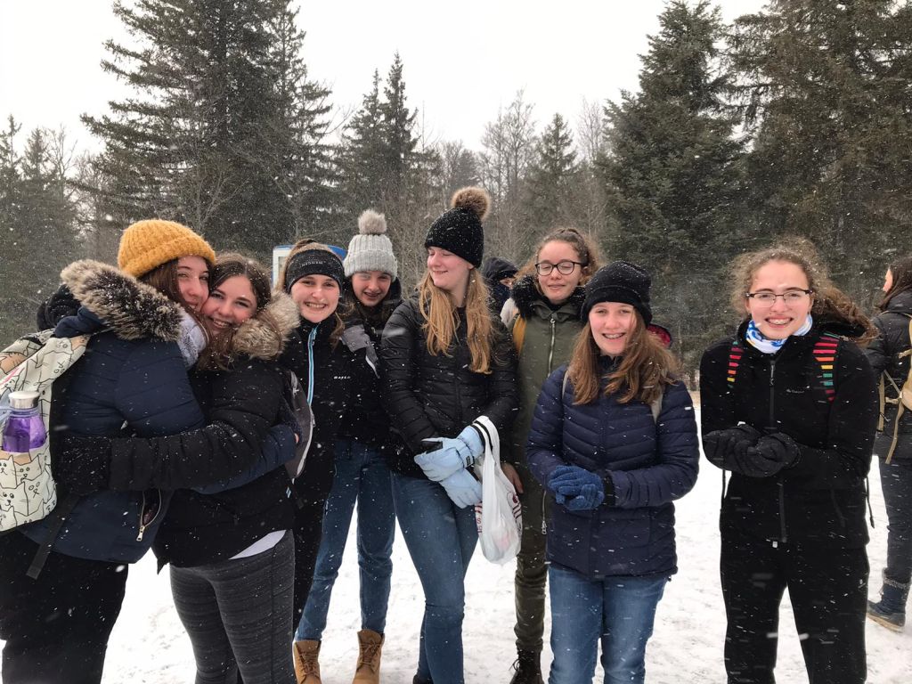 Students in the snow
