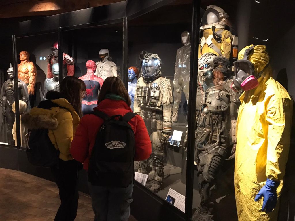 Students viewing the exhibits at the Cinema Museum