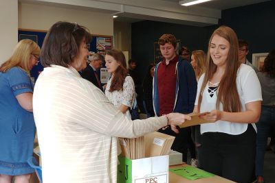 Students receiving their results