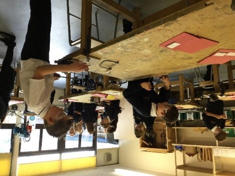 Students sawing