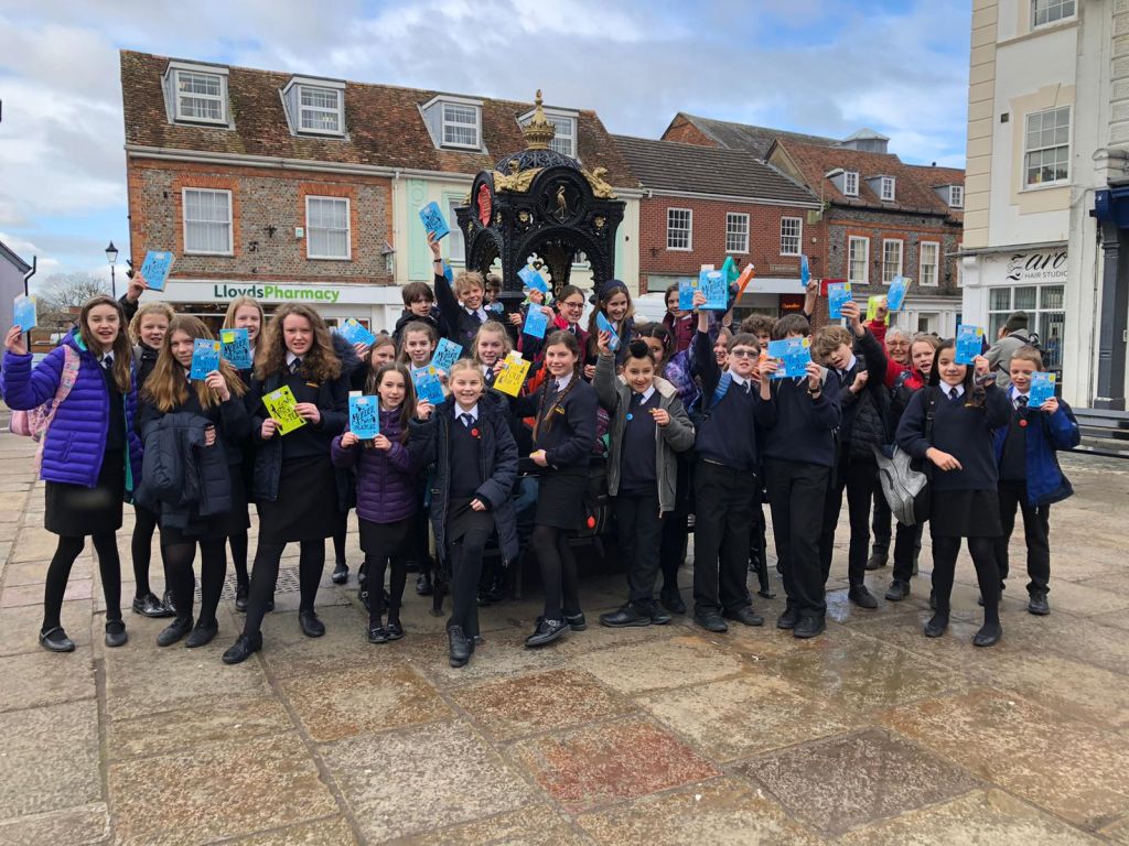Students with their books