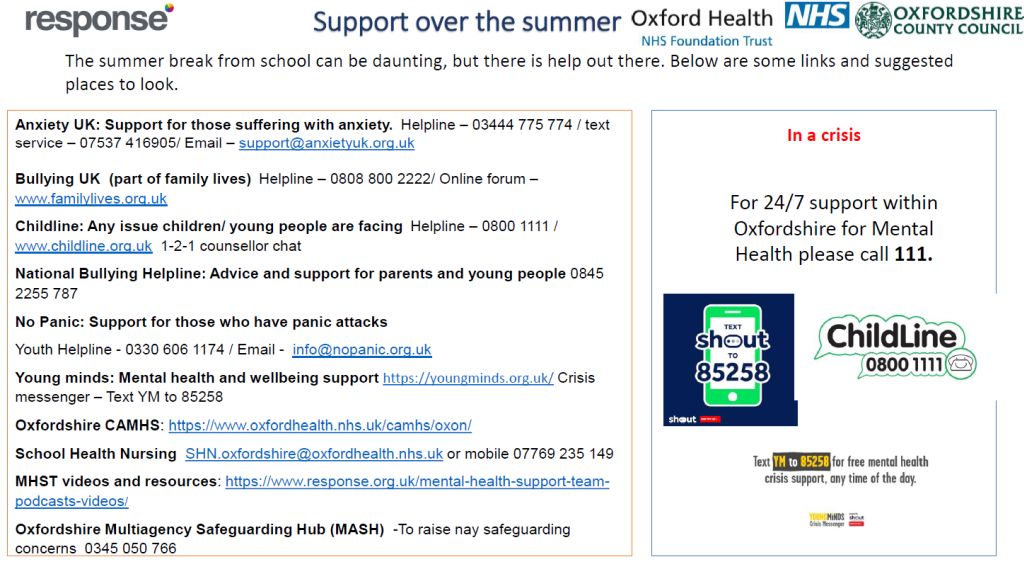 Support over the Summer